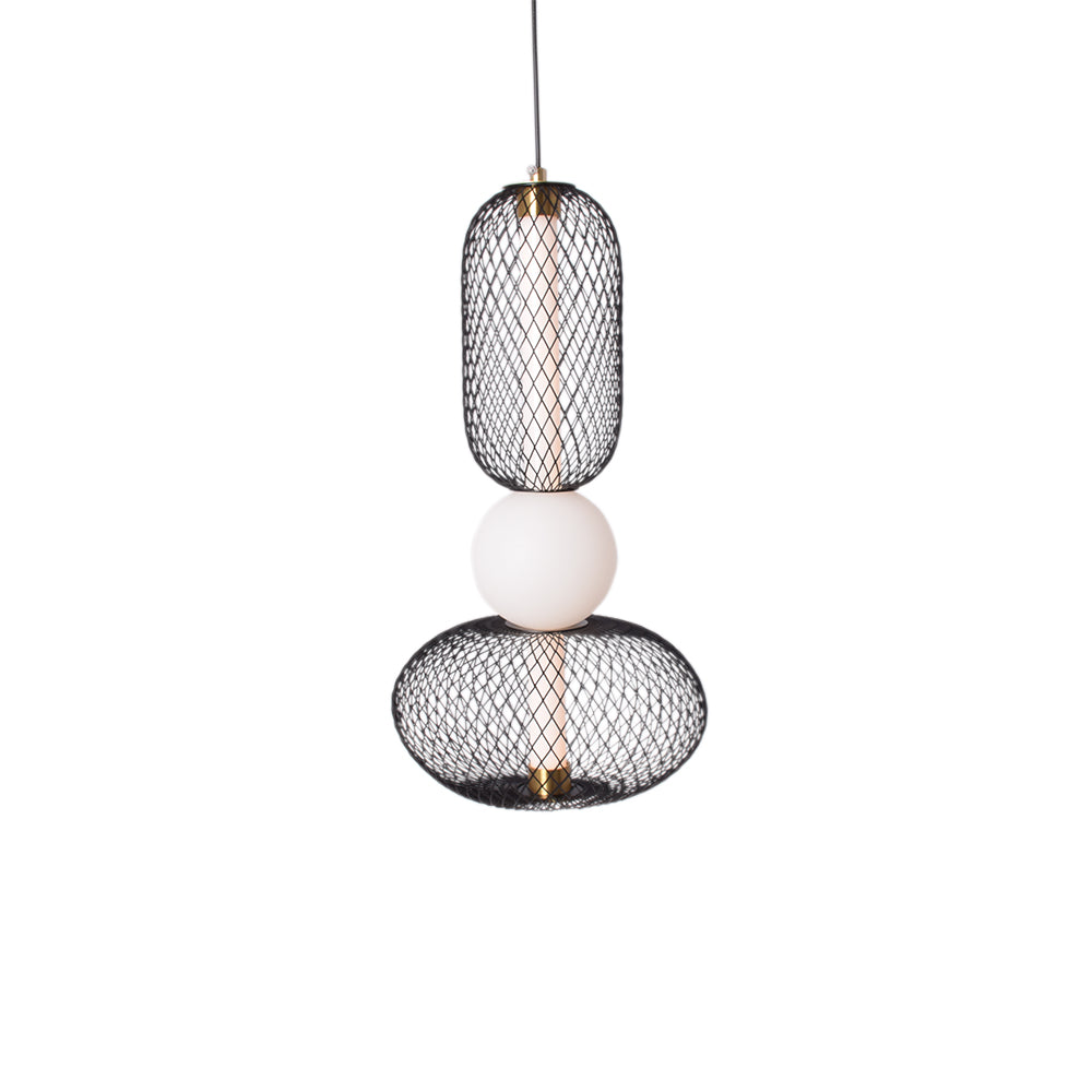 Noir Mesh Double Sphere Pendant Light