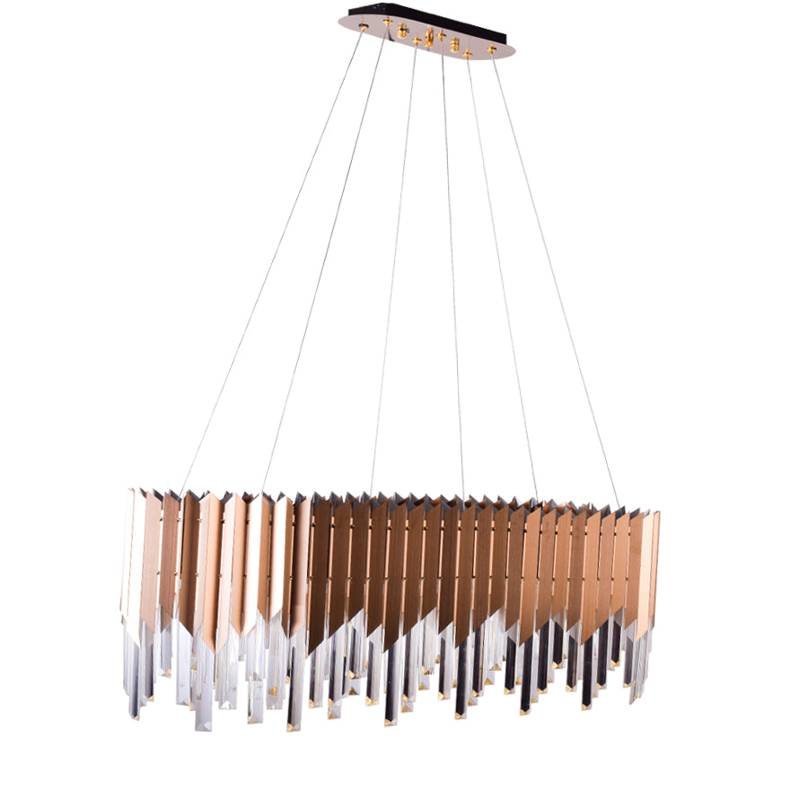 Rose Gold Plates Rectangle LED Chandelier