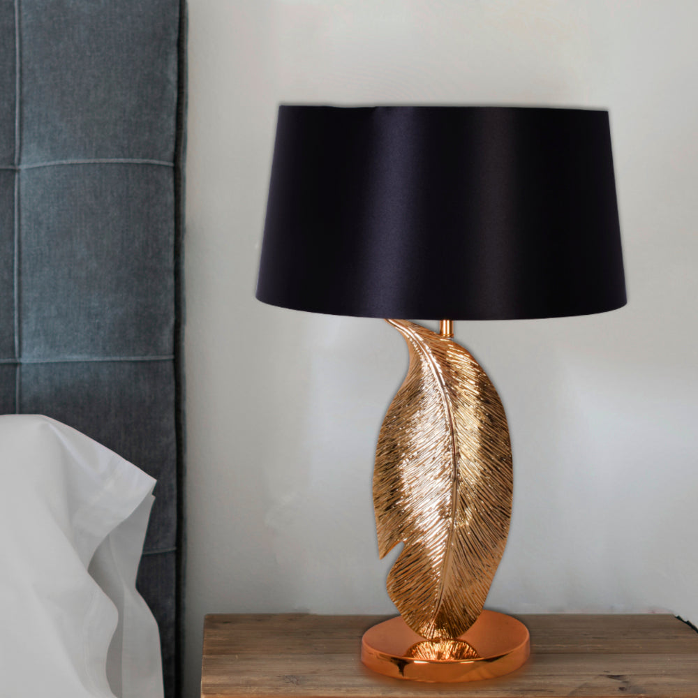 Gold Leaf Table Lamp With Black Shade
