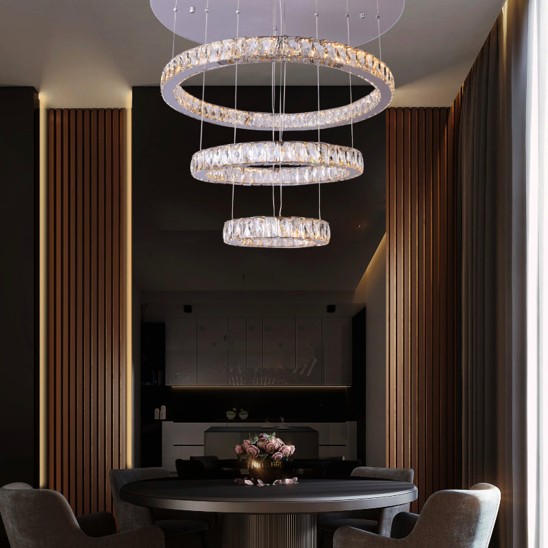 LED 4-Rings Geometric Shapes Pendant Light Floating Ring Living Room C –  Dazuma