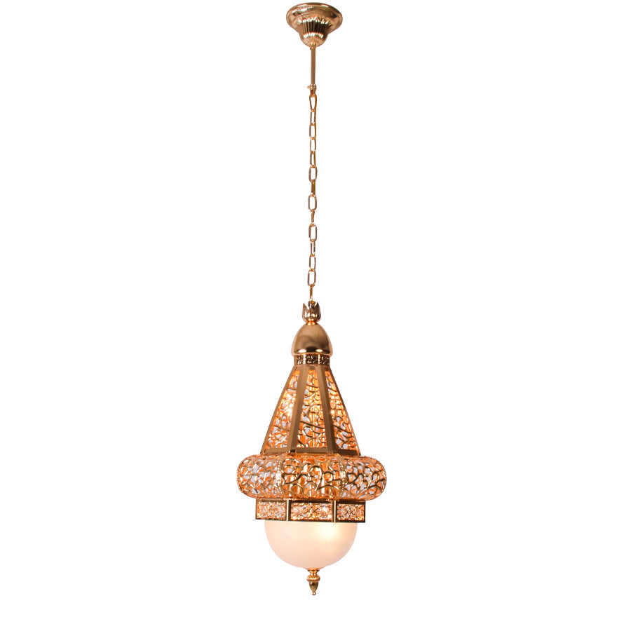 American Brass and Mosaic Glass Grapevine Three-Light Hanging Pendant -  Ruby Lane